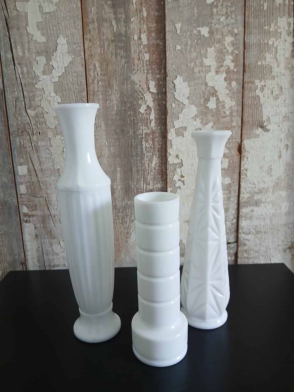 White Milk Glass Decorative Bud Vases